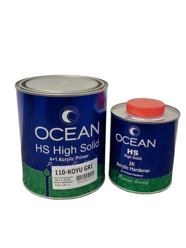 OCEAN 1L 2K Acrylic HS 4+1 Primer Grey with Hardener (Full kit)